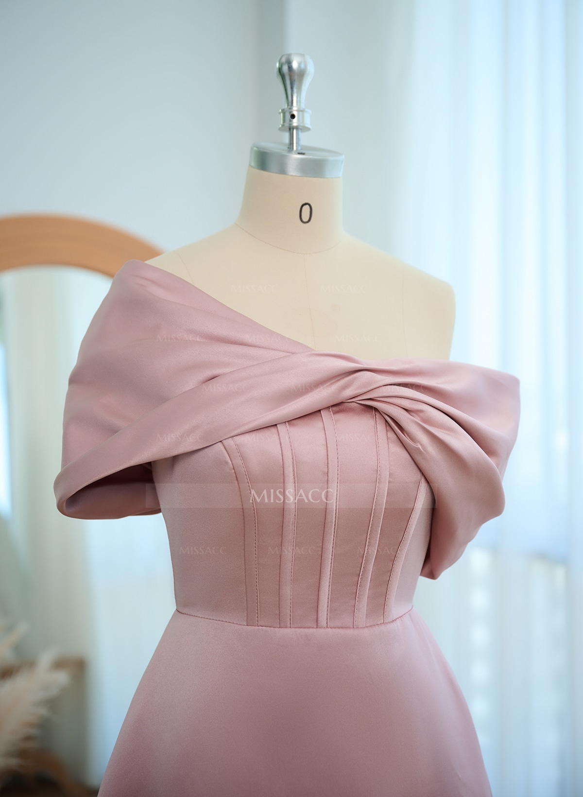 A-Line Asymmetrical Sleeveless Tea-Length Satin Bridesmaid Dresses