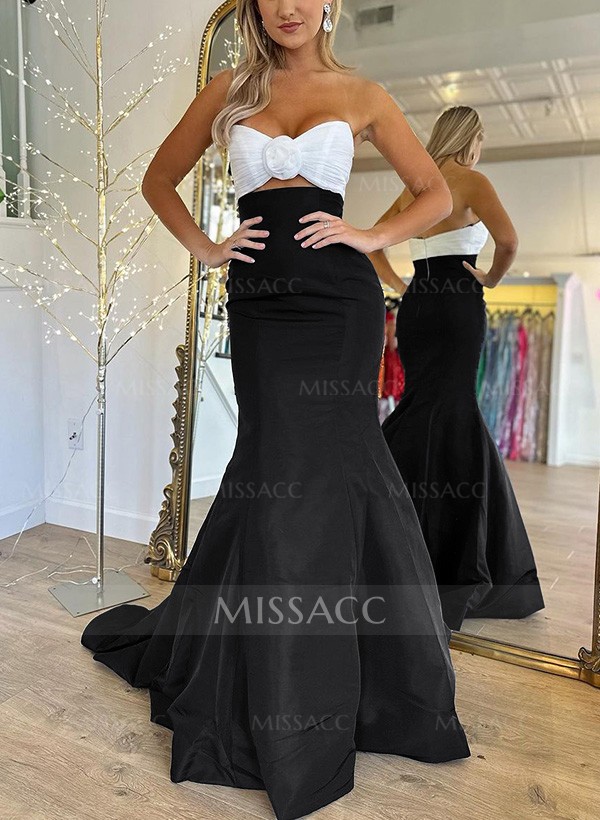 Trumpet/Mermaid Sweetheart Sleeveless Satin Evening Dresses With Bow(s)