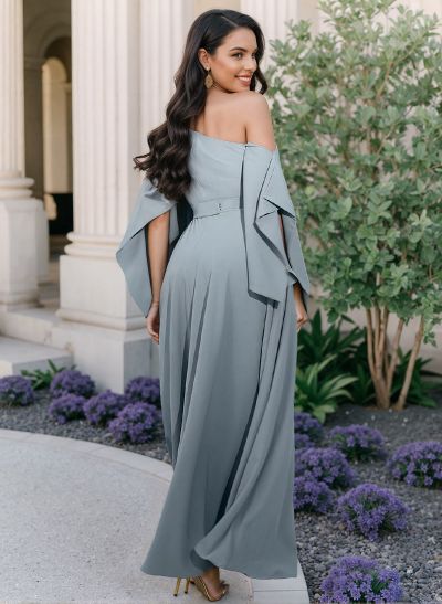 Sheath/Column Asymmetrical Sleeveless Elastic Satin Mother Of The Bride Dresses