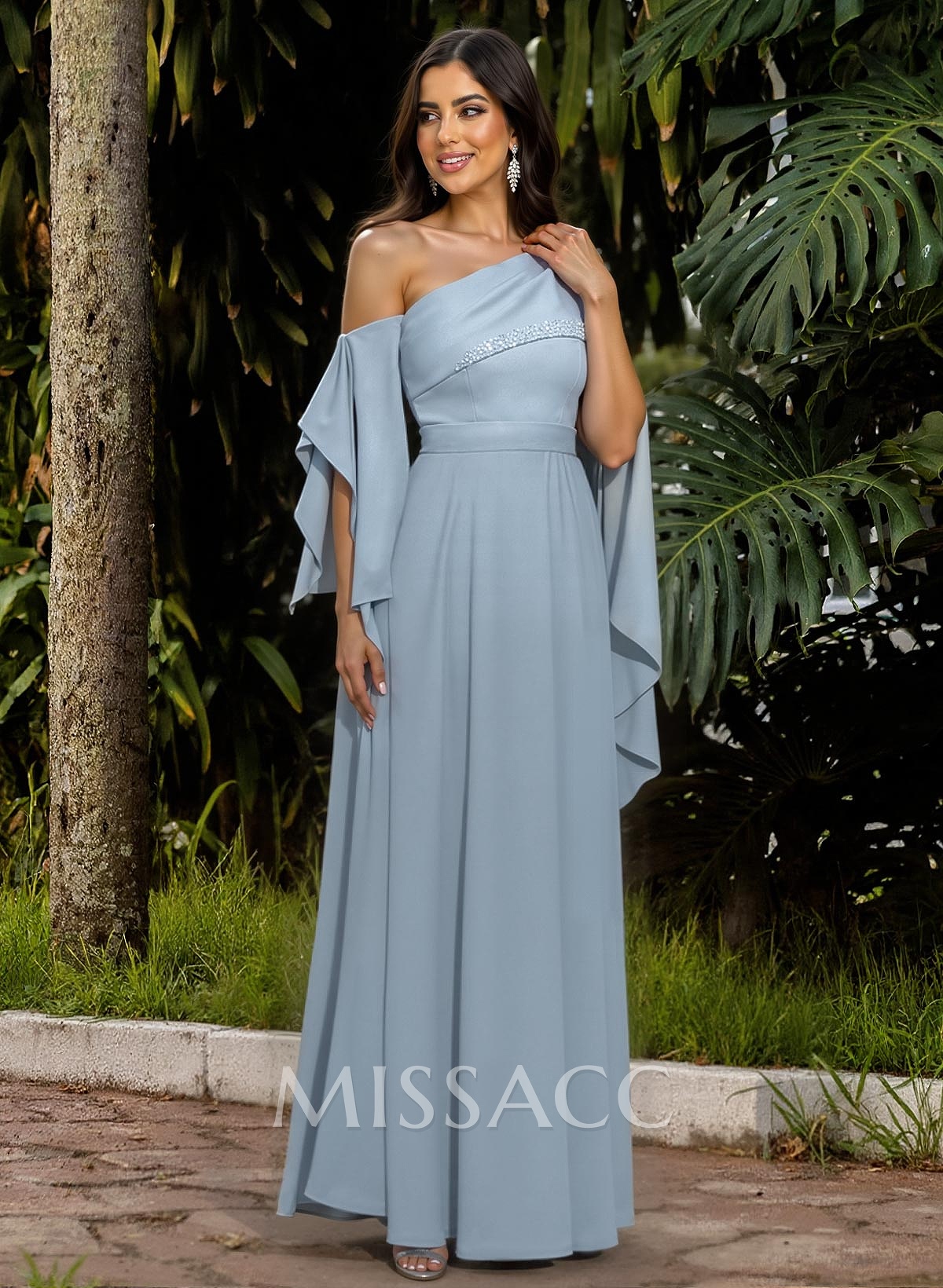 Sheath/Column Asymmetrical Sleeveless Elastic Satin Mother Of The Bride Dresses