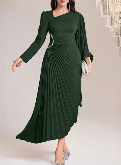 A-Line Asymmetrical Silk Like Satin Mother Of The Bride Dresses With Pleated
