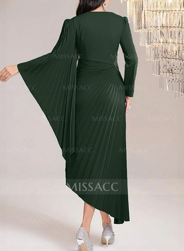 A-Line Asymmetrical Silk Like Satin Mother Of The Bride Dresses With Pleated