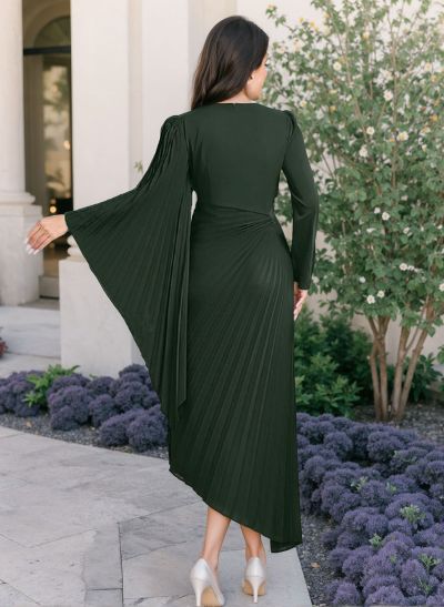 A-Line Asymmetrical Silk Like Satin Mother Of The Bride Dresses With Pleated