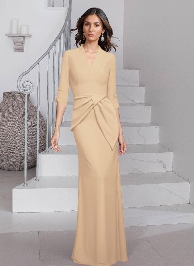 Sheath/Column V-Neck 3/4 Sleeves Elastic Satin Mother Of The Bride Dresses