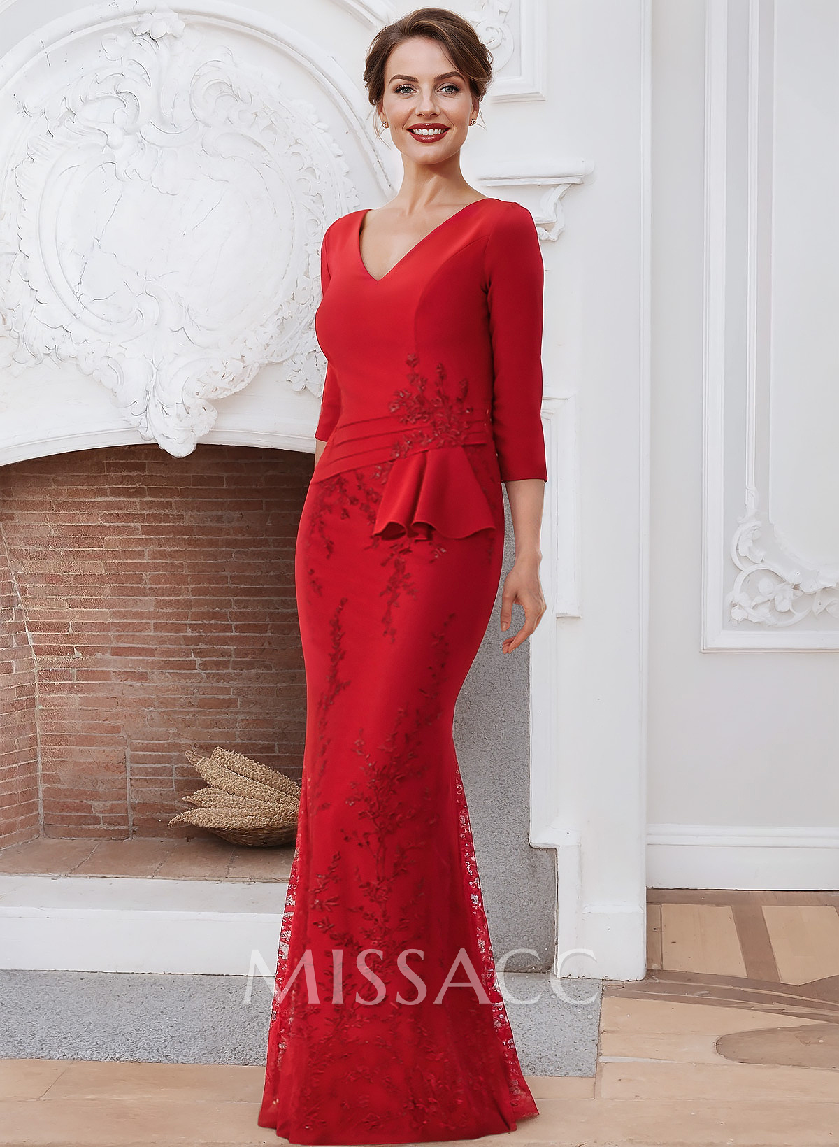Sheath/Column V-Neck Elastic Satin Mother Of The Bride Dresses With Lace