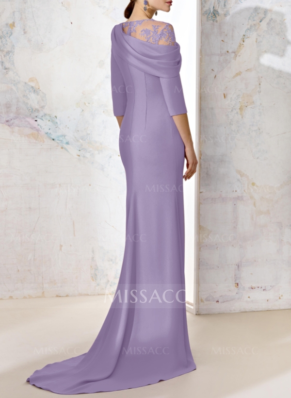 Sheath/Column Elastic Satin Mother Of The Bride Dresses With Lace
