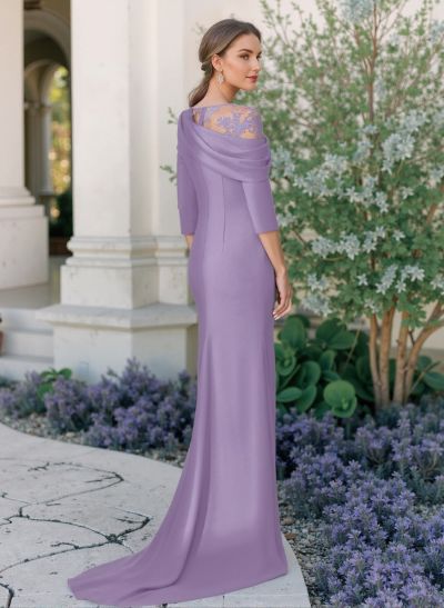 Sheath/Column Elastic Satin Mother Of The Bride Dresses With Lace