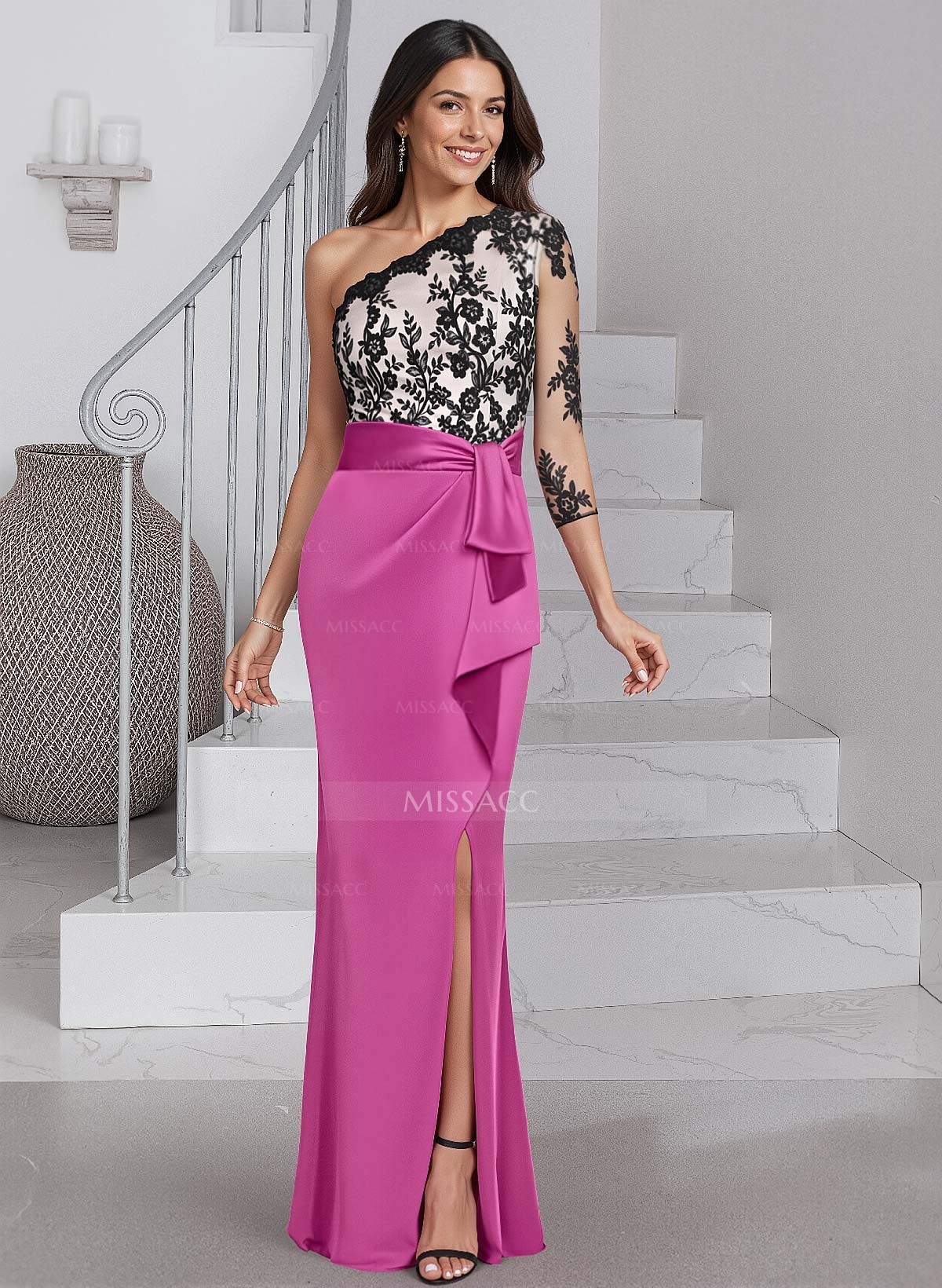 Sheath/Column Satin Mother Of The Bride Dresses With Ruffle/Split Front
