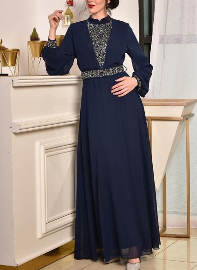 A-Line High Neck Chiffon Mother Of The Bride Dresses With Sequins