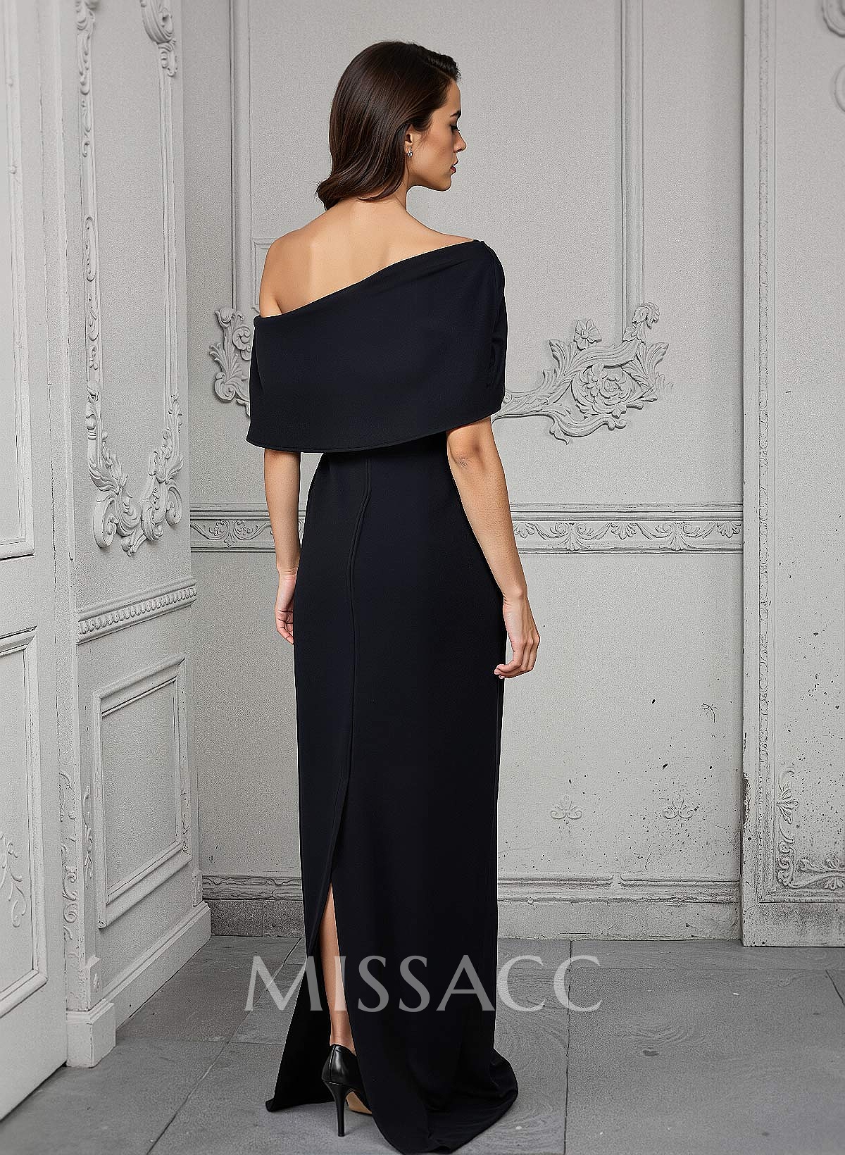 Sheath/Column Asymmetrical Short Sleeves Elastic Satin Mother Of The Bride Dresses Sheath/Column Asymmetrical Short Sleeves Elastic Satin Mother Of The Bride Dresses