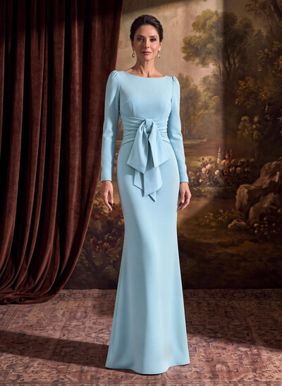 Sheath/Column Elastic Satin Mother Of The Bride Dresses With Bow(s)