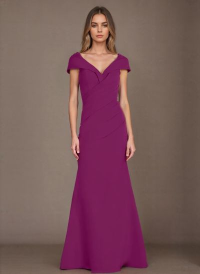 A-Line V-Neck Sleeveless Floor-Length Elastic Satin Mother Of The Bride Dresses