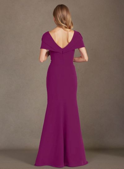 A-Line V-Neck Sleeveless Floor-Length Elastic Satin Mother Of The Bride Dresses