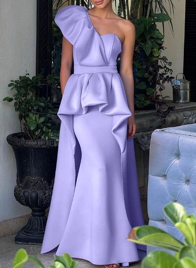 Trumpet/Mermaid One-Shoulder Satin Mother Of The Bride Dresses With Ruffle