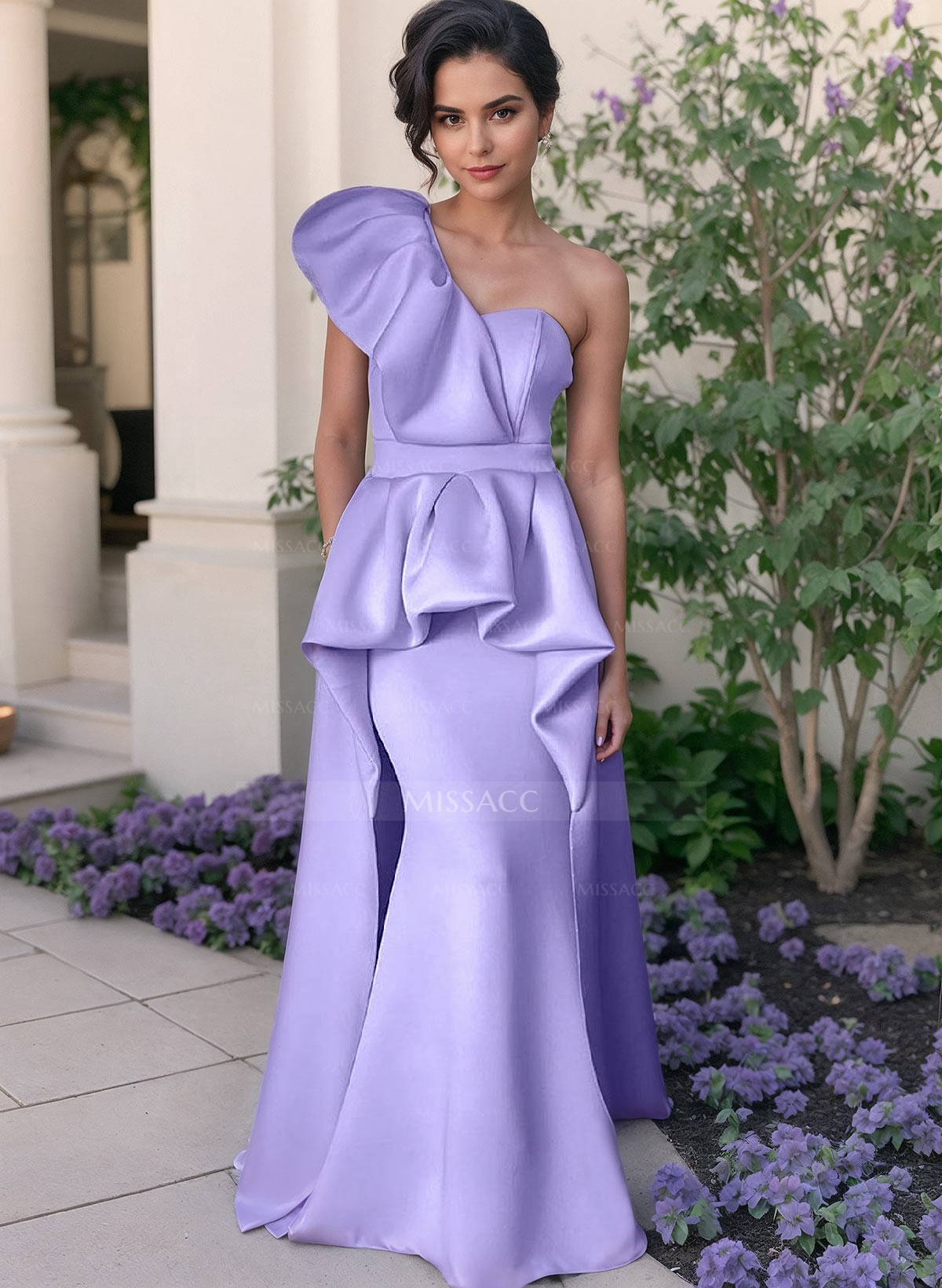 Trumpet/Mermaid One-Shoulder Satin Mother Of The Bride Dresses With Ruffle