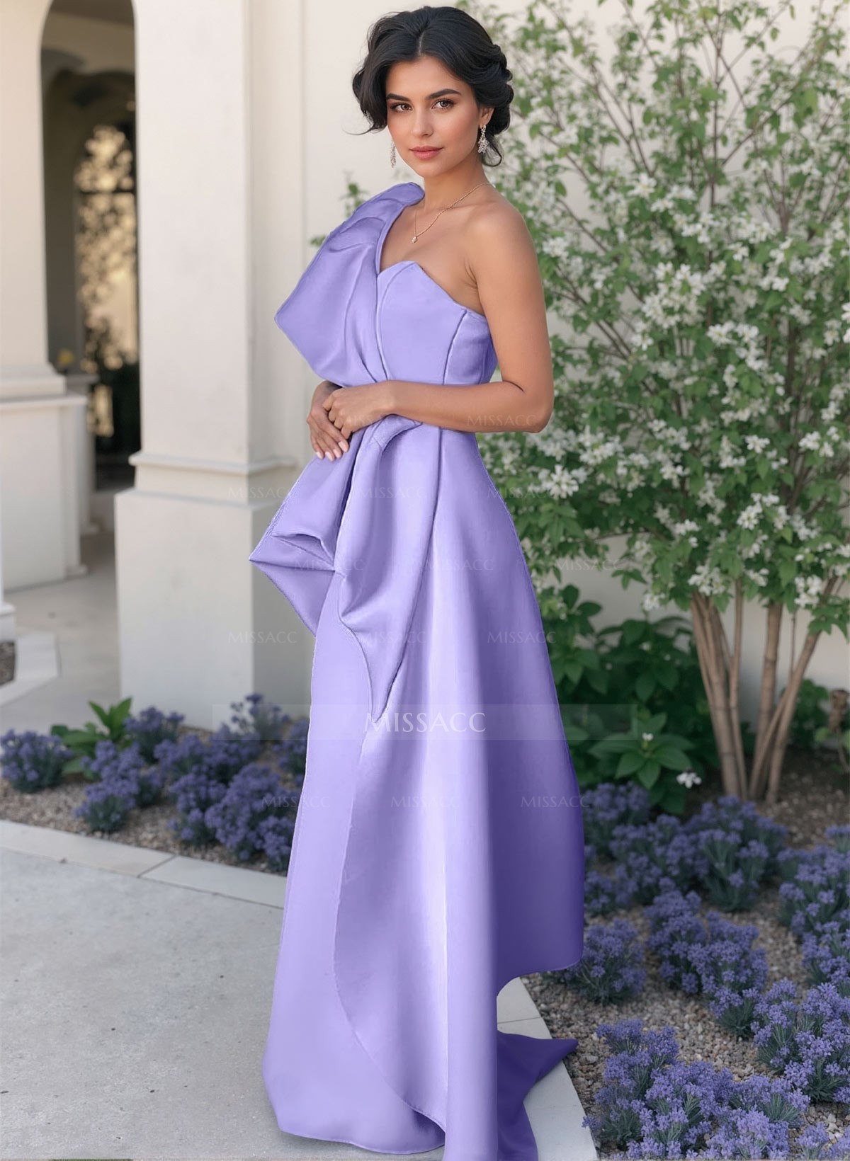 Trumpet/Mermaid One-Shoulder Satin Mother Of The Bride Dresses With Ruffle