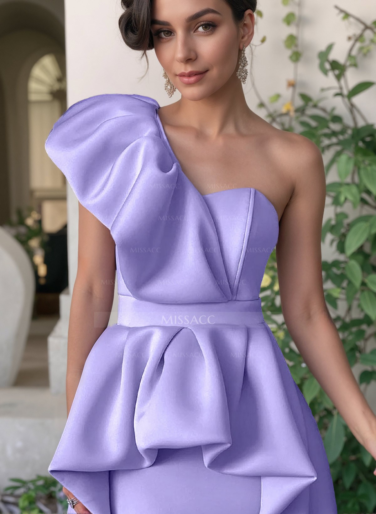 Trumpet/Mermaid One-Shoulder Satin Mother Of The Bride Dresses With Ruffle