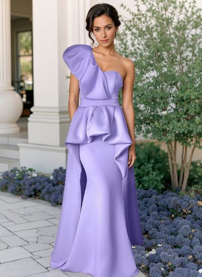 Trumpet/Mermaid One-Shoulder Satin Mother Of The Bride Dresses With Ruffle