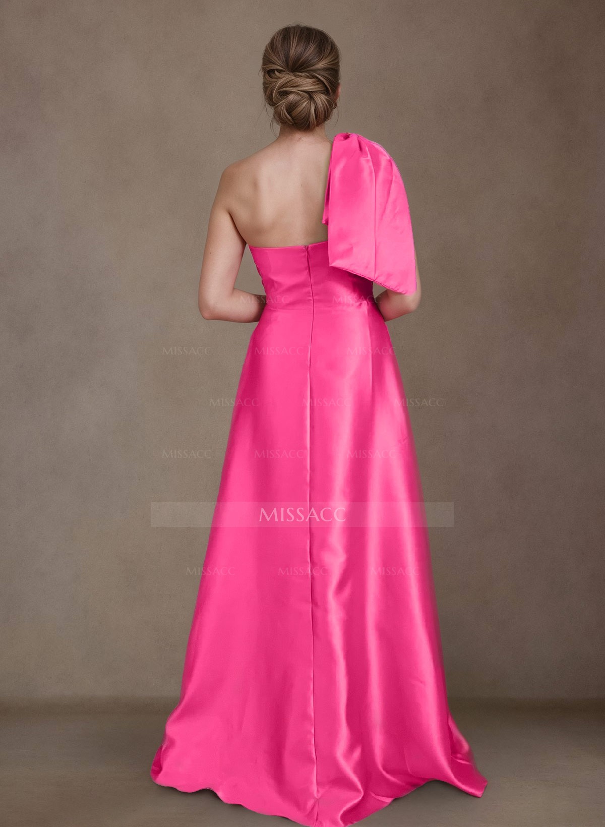 A-Line One-Shoulder Sleeveless Satin Mother Of The Bride Dresses With Bow(s)