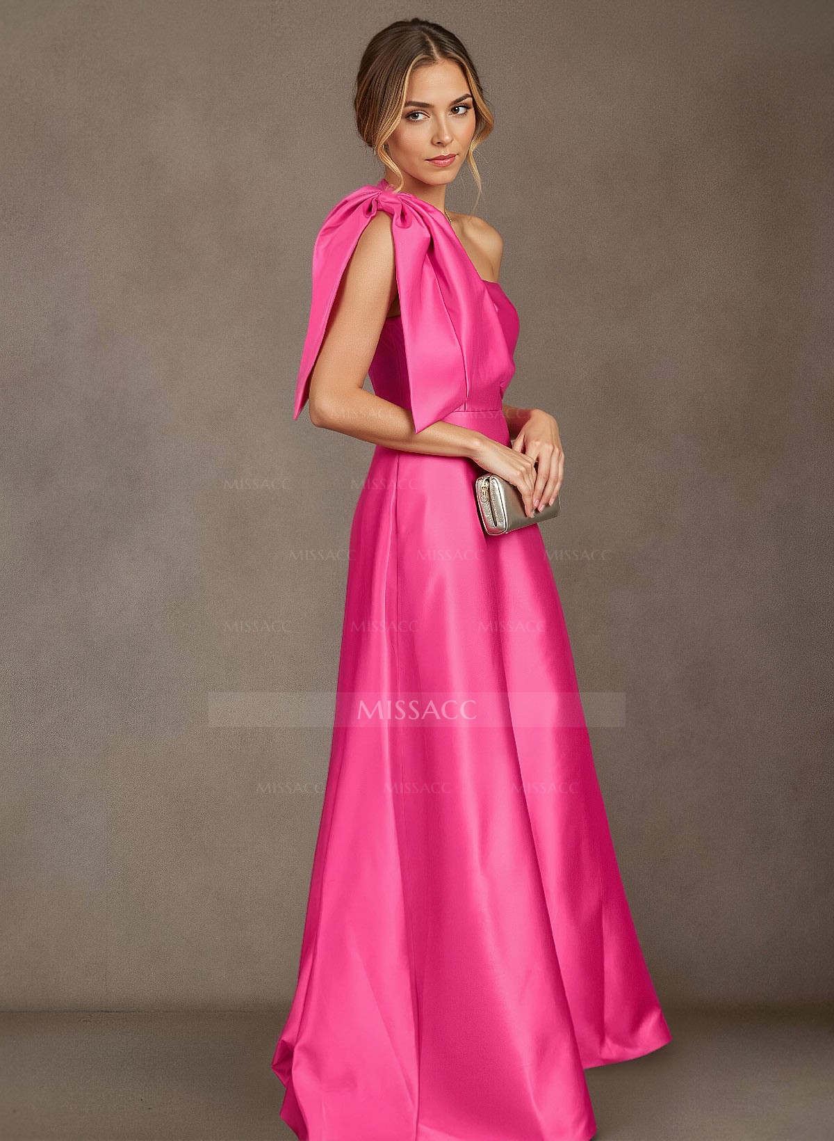 A-Line One-Shoulder Sleeveless Satin Mother Of The Bride Dresses With Bow(s)