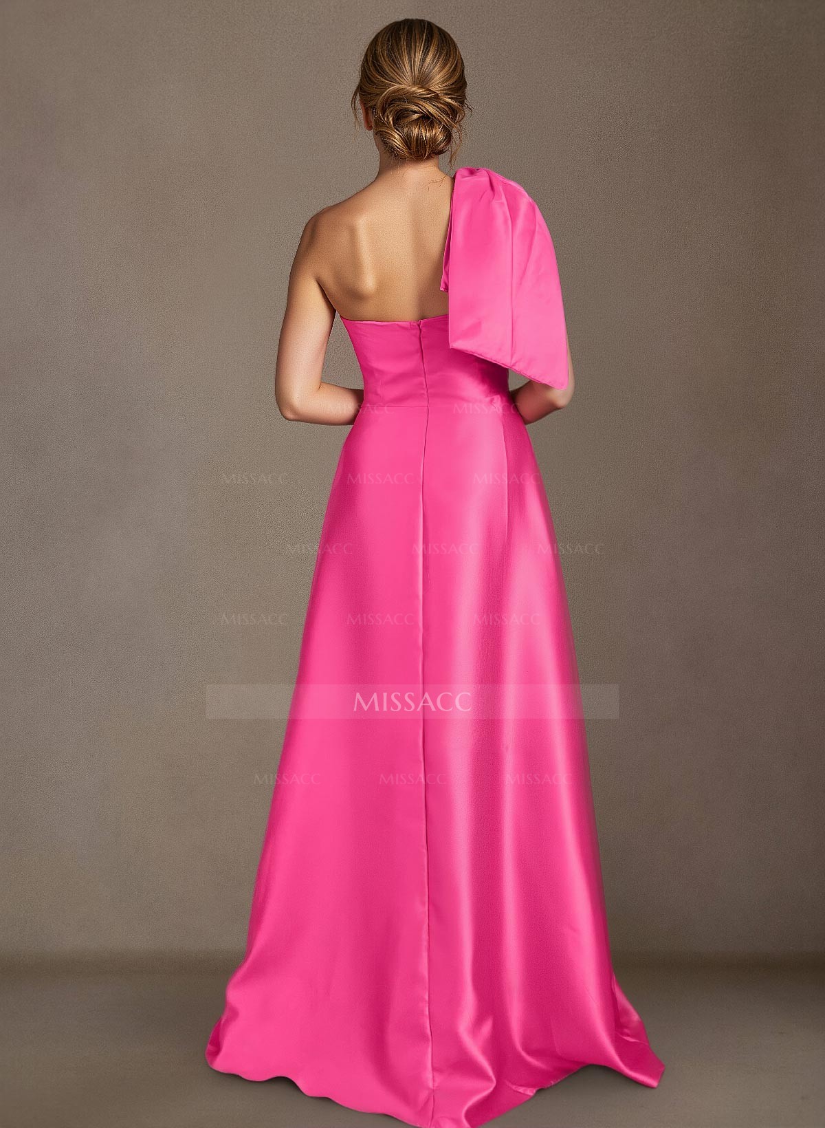 A-Line One-Shoulder Sleeveless Satin Mother Of The Bride Dresses With Bow(s)