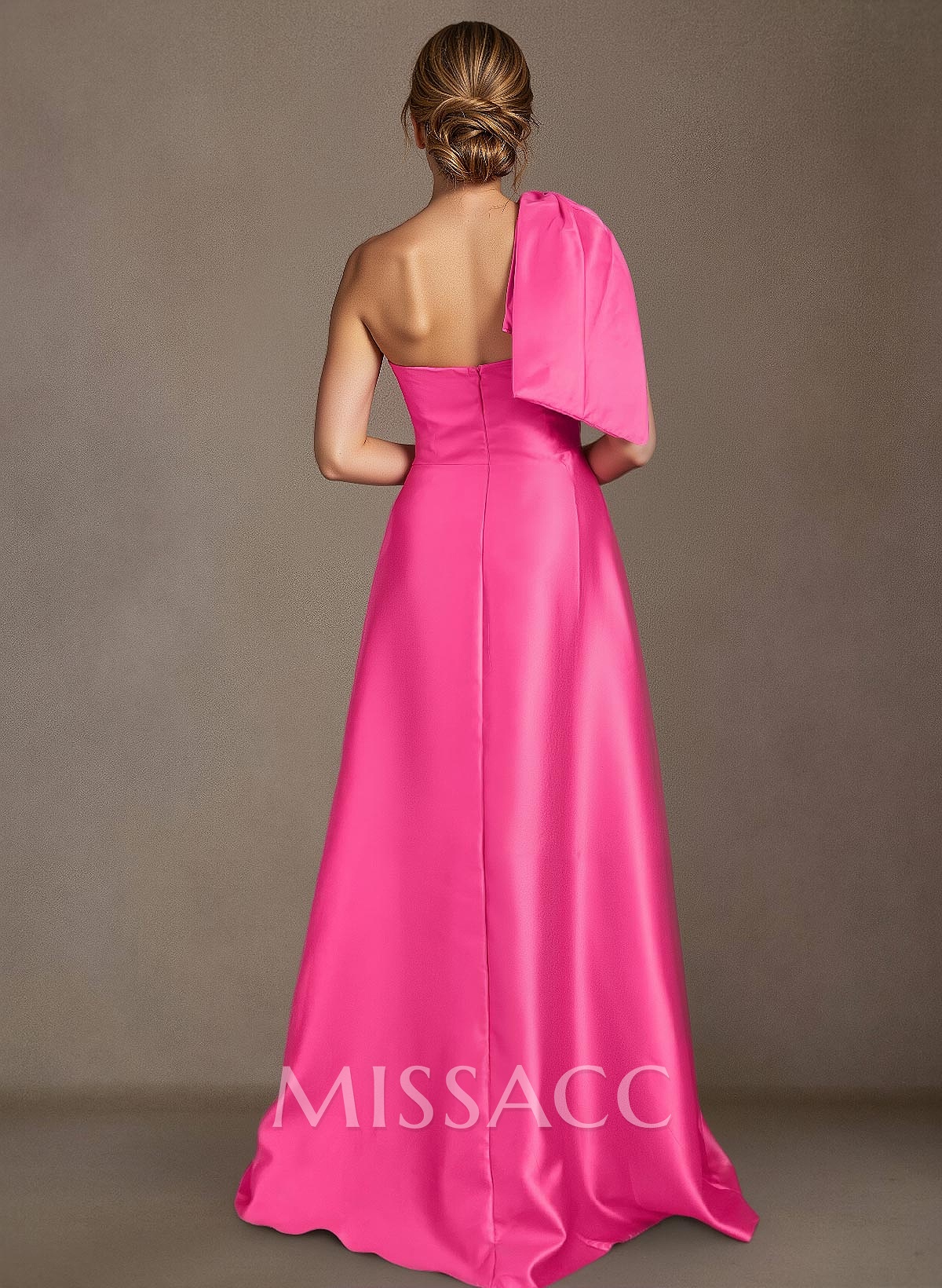 A-Line One-Shoulder Sleeveless Satin Mother Of The Bride Dresses With Bow(s)