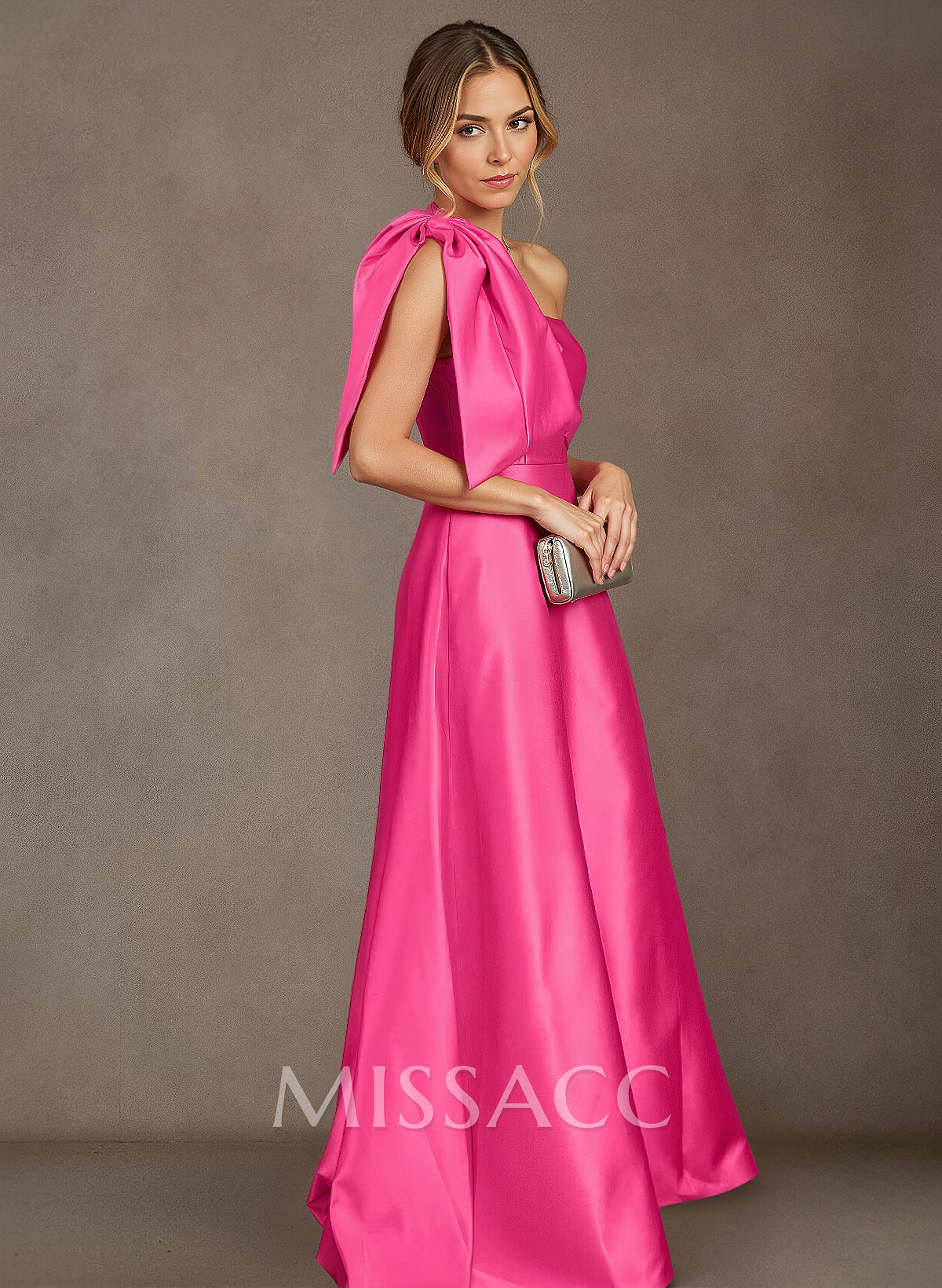 A-Line One-Shoulder Sleeveless Satin Mother Of The Bride Dresses With Bow(s)
