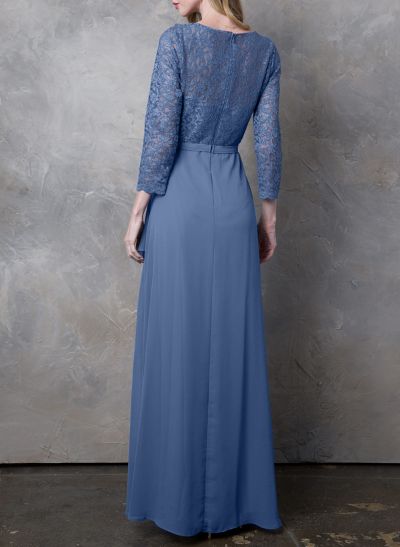 Sheath/Column Scoop Neck Chiffon Mother Of The Bride Dresses With Lace
