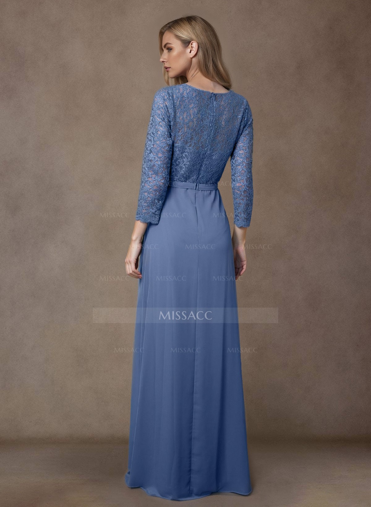 Sheath/Column Scoop Neck Chiffon Mother Of The Bride Dresses With Lace