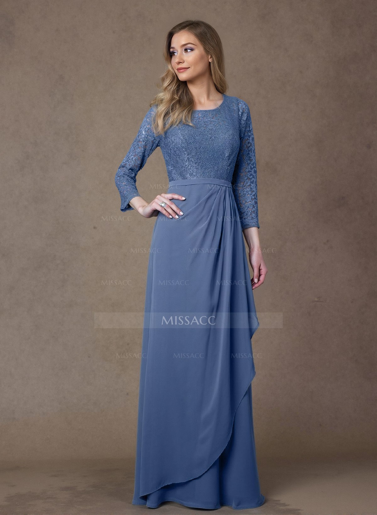 Sheath/Column Scoop Neck Chiffon Mother Of The Bride Dresses With Lace