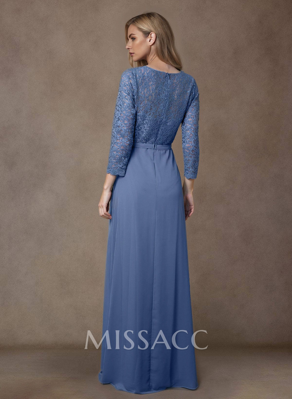 Sheath/Column Scoop Neck Chiffon Mother Of The Bride Dresses With Lace