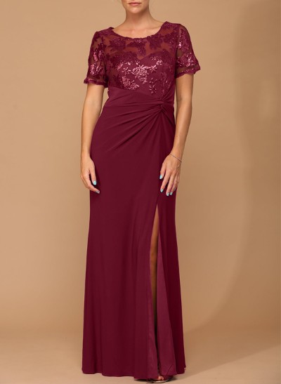 Sheath/Column Chiffon Mother Of The Bride Dresses With Sequins/High Split