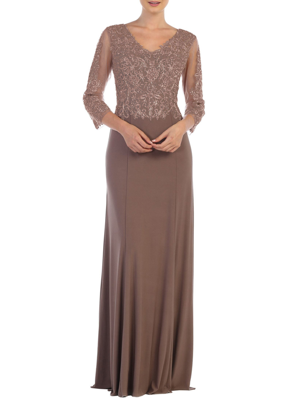 Sheath/Column V-Neck Chiffon Mother Of The Bride Dresses With Lace