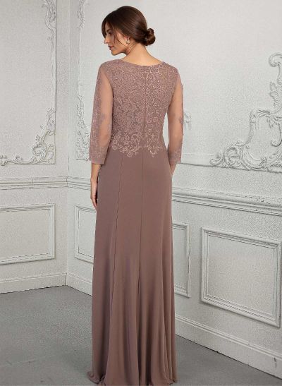 Sheath/Column V-Neck Chiffon Mother Of The Bride Dresses With Lace