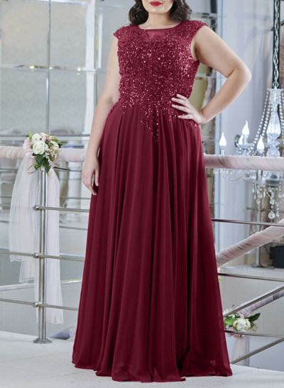 A-Line Scoop Neck Chiffon Mother Of The Bride Dresses With Sequins