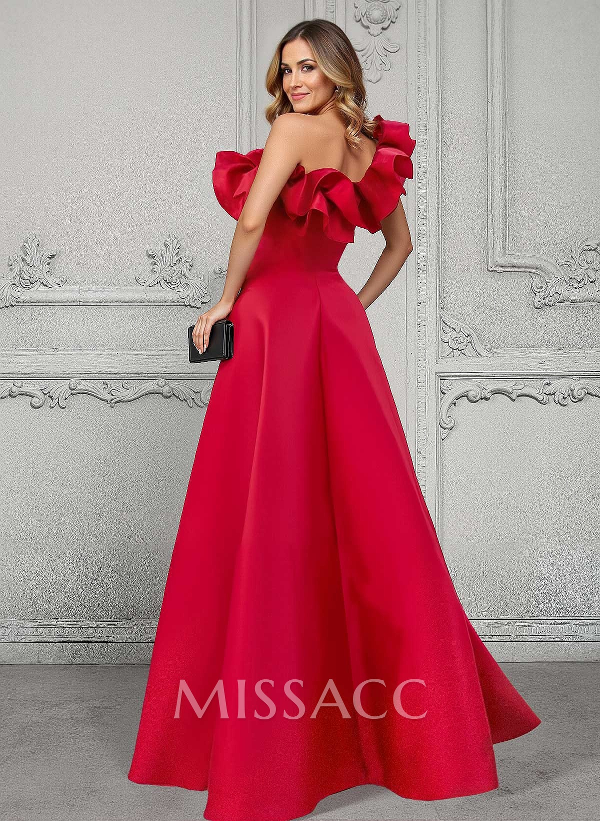 A-Line One-Shoulder Sleeveless Satin Mother Of The Bride Dresses With Ruffle