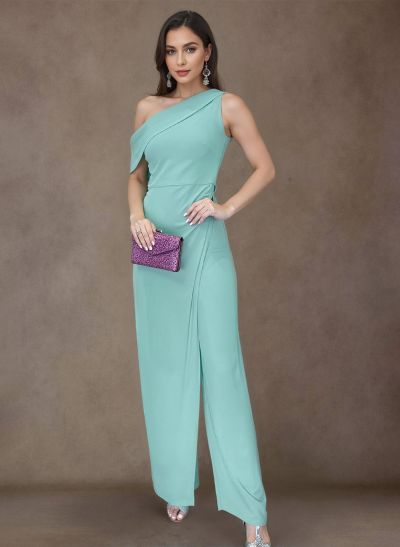 Jumpsuit/Pantsuit Asymmetrical Sleeveless Elastic Satin Mother Of The Bride Dresses