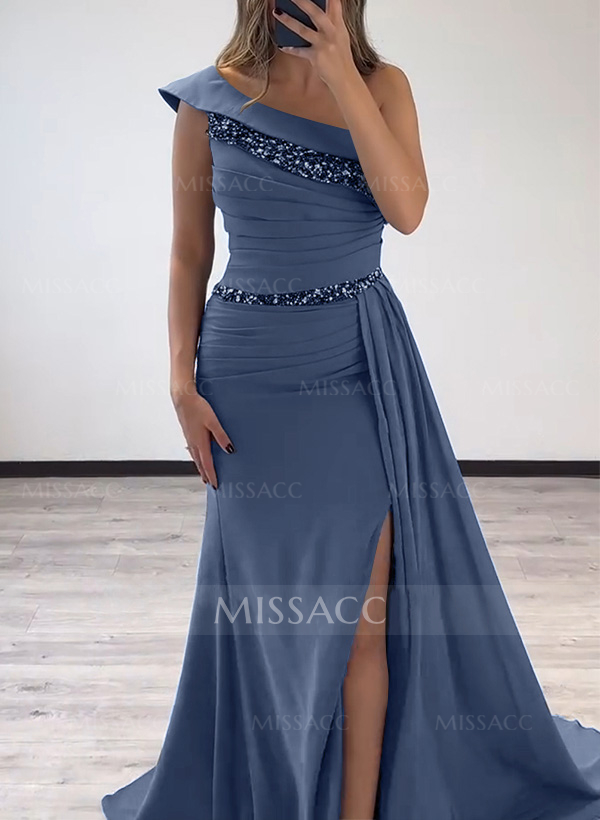 Sheath/Column Chiffon Mother Of The Bride Dresses With High Split