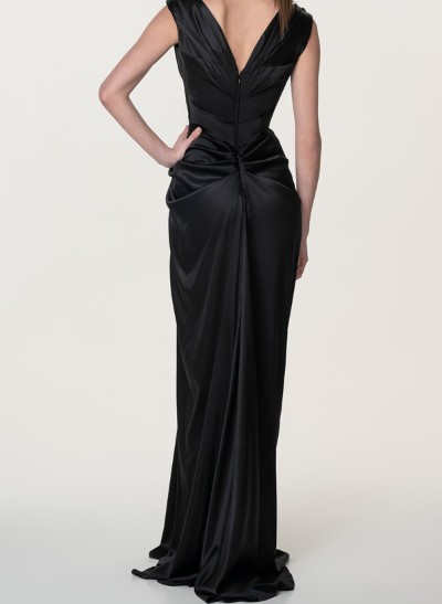 Sheath/Column Silk Like Satin Mother Of The Bride Dresses With High Split