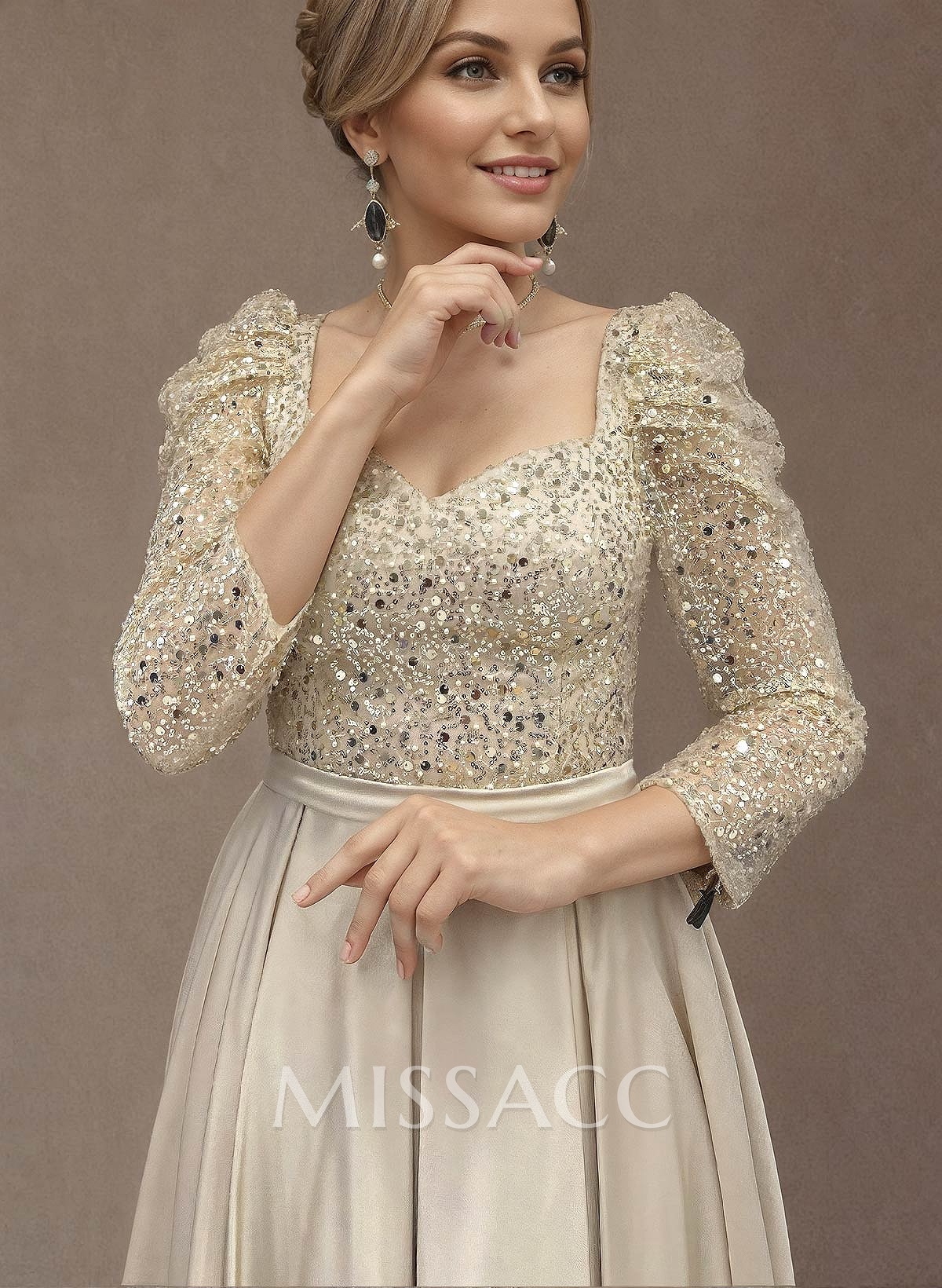 A-Line Sweetheart Satin/Sequined Mother Of The Bride Dresses