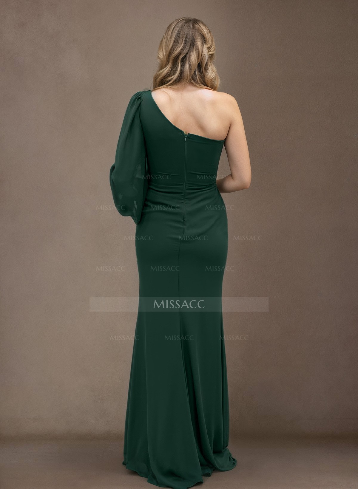 Sheath/Column One-Shoulder 3/4 Sleeve Chiffon Mother Of The Bride Dresses