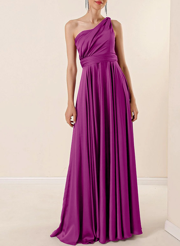 A-Line One-Shoulder Sleeveless Silk Like Satin Mother Of The Bride Dresses