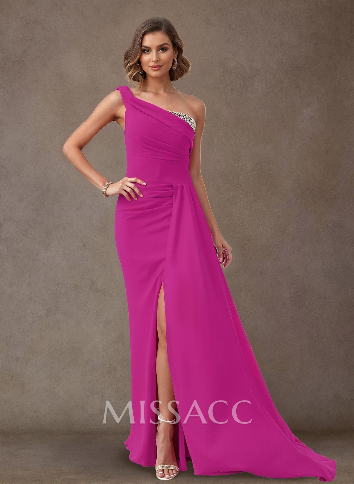 Sheath/Column Elastic Satin Mother Of The Bride Dresses With High Split