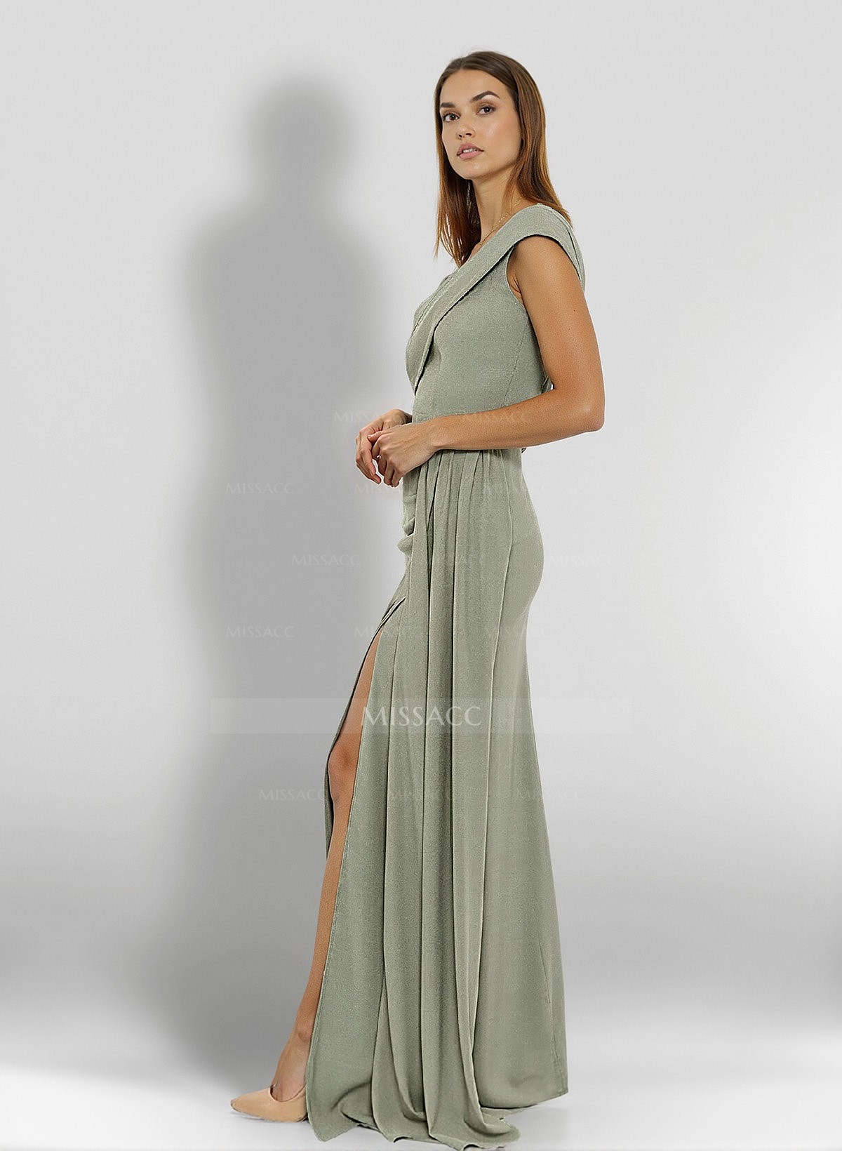 Sheath/Column Elastic Satin Mother Of The Bride Dresses With High Split