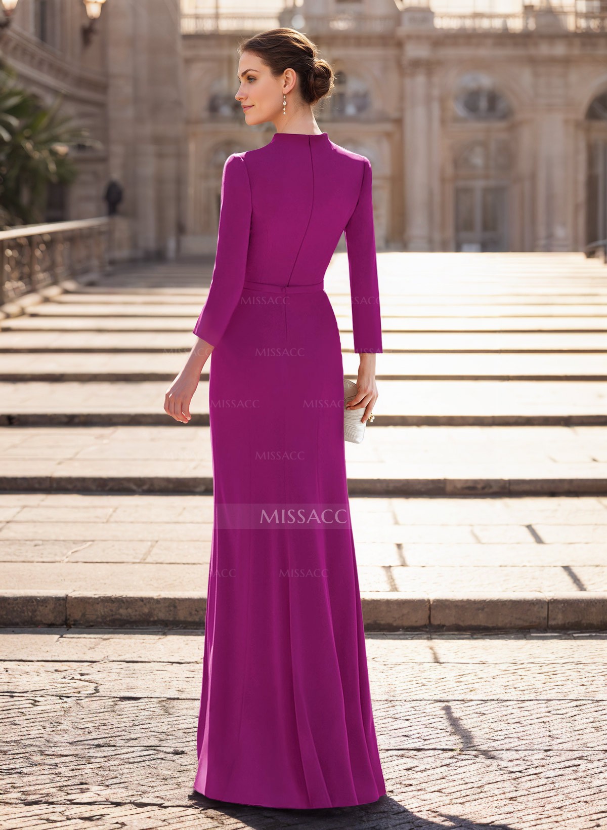 Sheath/Column Elastic Satin Mother Of The Bride Dresses With High Split