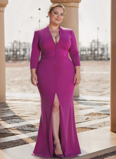 Sheath/Column Elastic Satin Mother Of The Bride Dresses With High Split