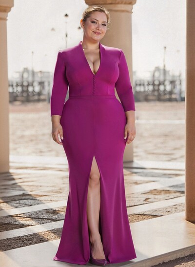 Sheath/Column Elastic Satin Mother Of The Bride Dresses With High Split