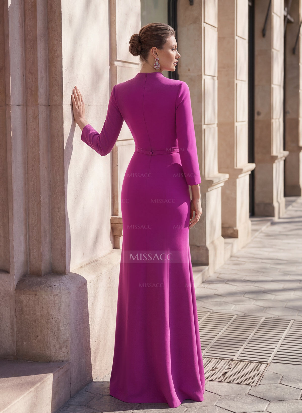 Sheath/Column Elastic Satin Mother Of The Bride Dresses With High Split