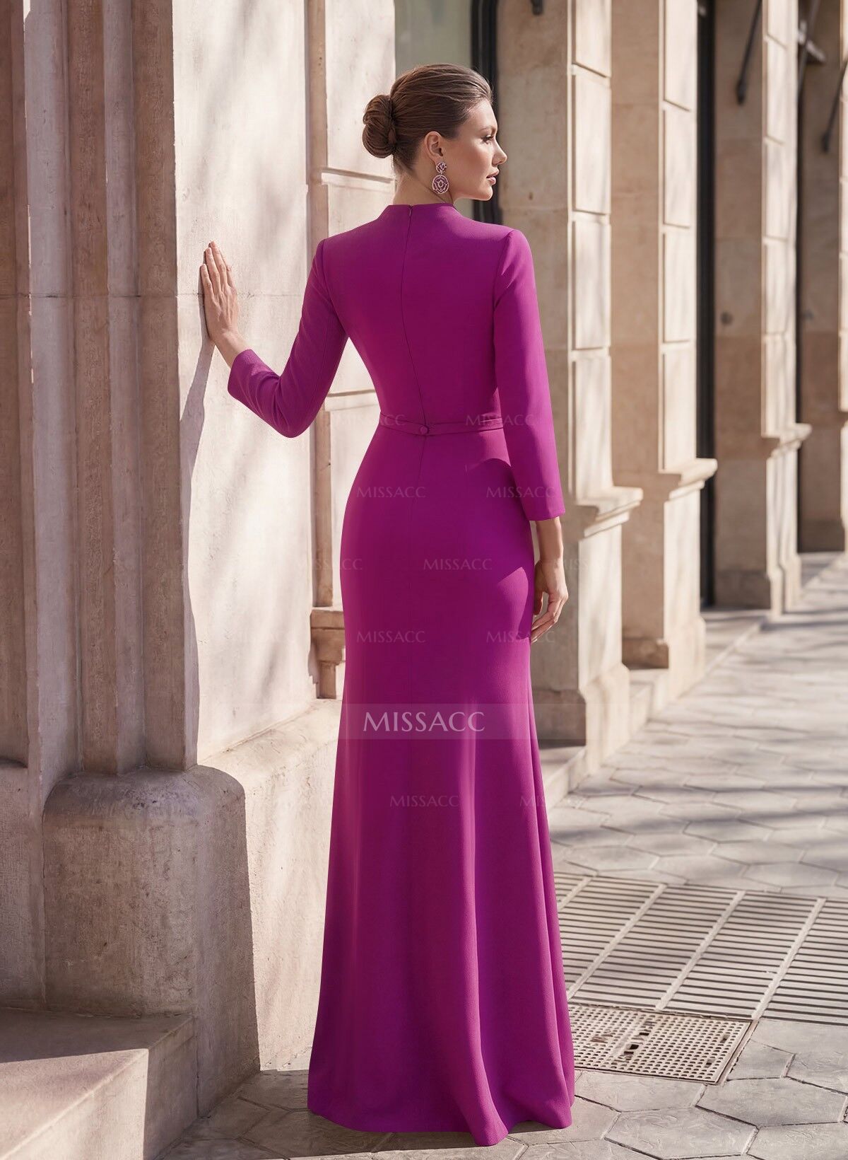 Sheath/Column Elastic Satin Mother Of The Bride Dresses With High Split