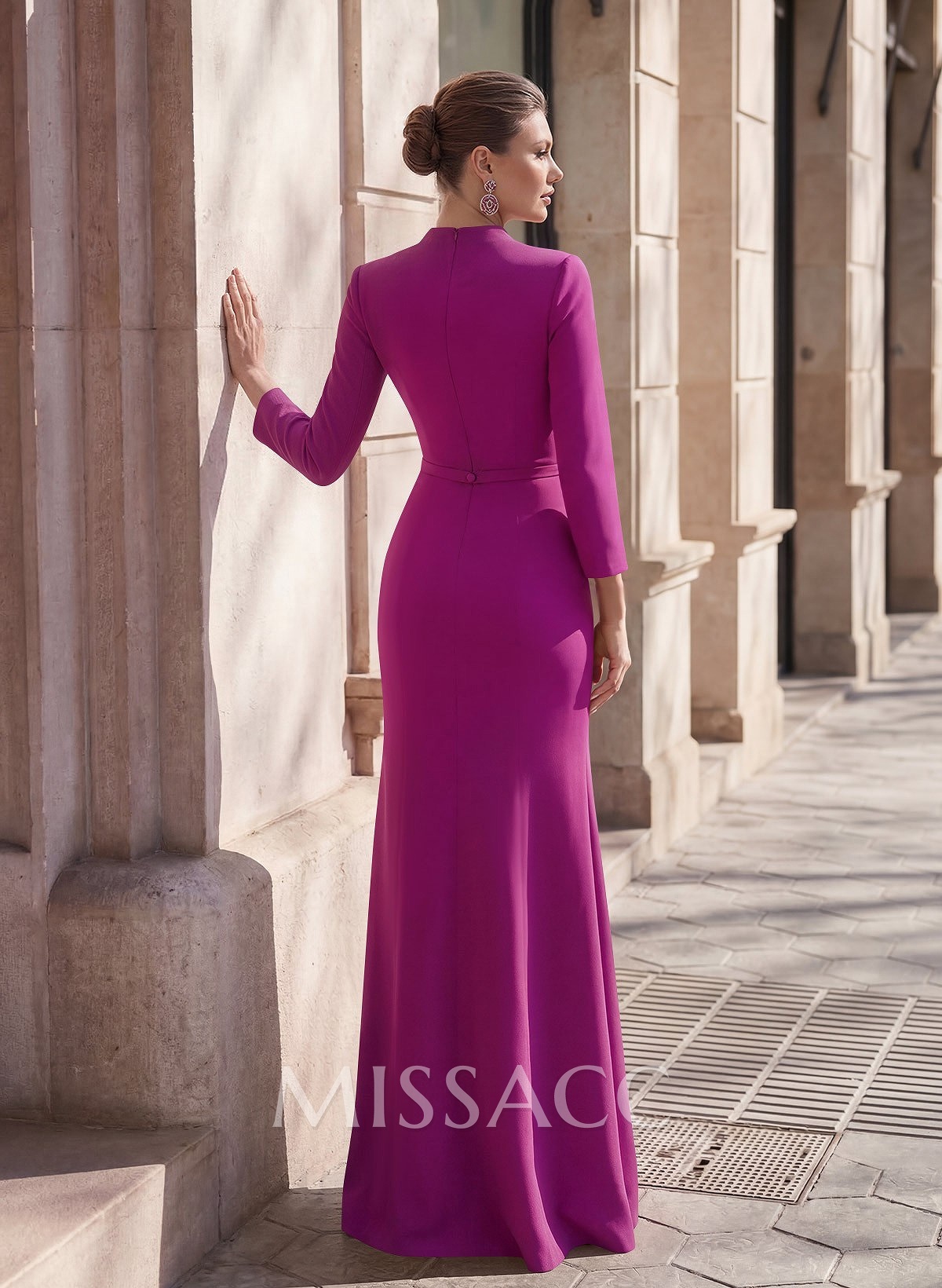 Sheath/Column Elastic Satin Mother Of The Bride Dresses With High Split Sheath/Column Elastic Satin Mother Of The Bride Dresses With High Split